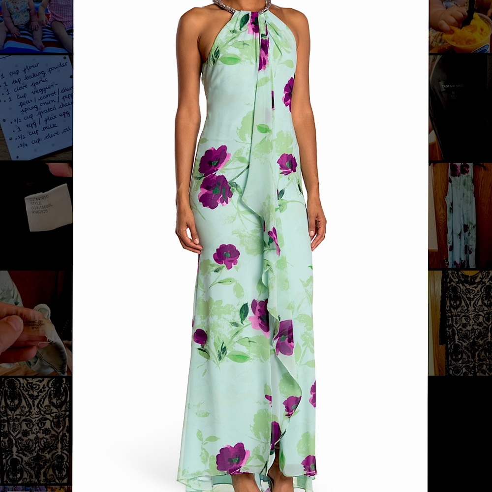 Calvin Klein Sea-foam Floral Dress
